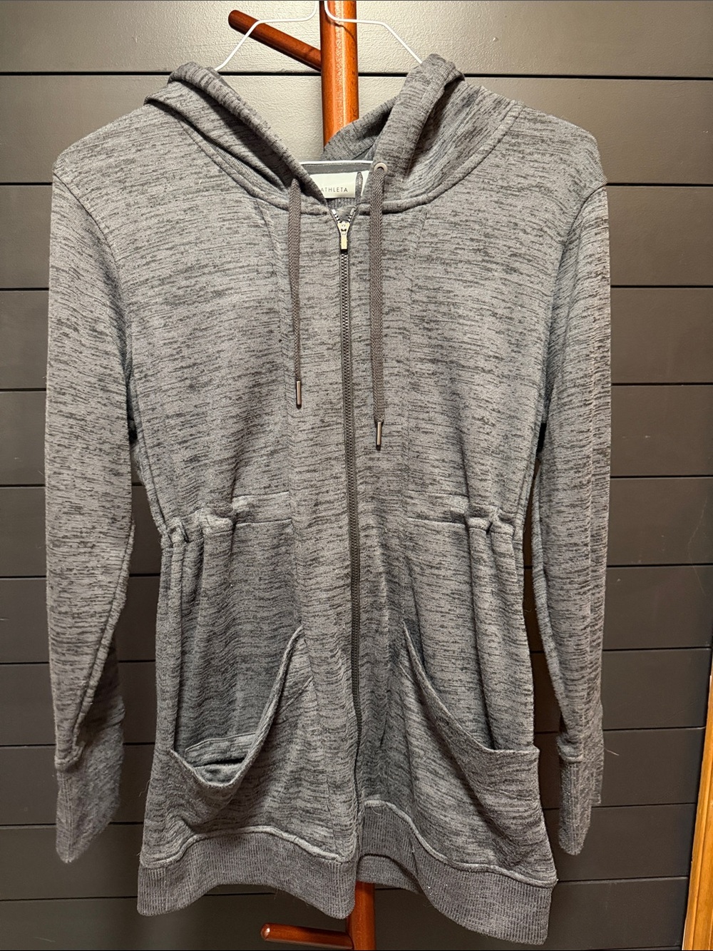 Athleta Gray Full-Zip Hooded Sweatshirt